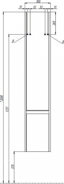 Шкаф-пенал Акватон Капри 30x163 см белый 1A230503KP01R правый фото 5